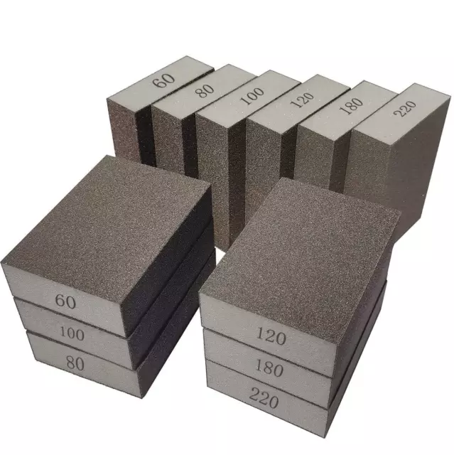 12 Pcs Sanding Sponges 60-220 Grit Sanding Blocks for Wood Drywall Metal Glasses