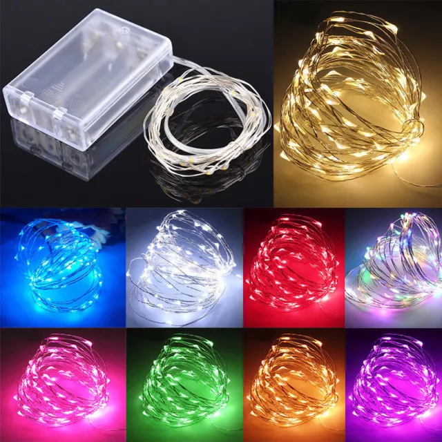 20/30/40/50/100 LED À Piles Guirlande Lumineuse Argent Fil De Cuivre PartyDecor