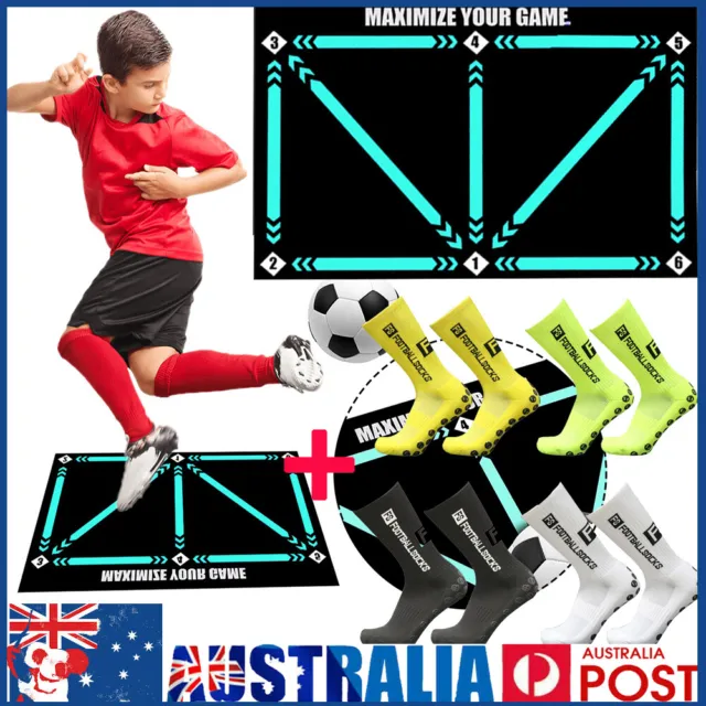 Football Training Mat/Socks Non Slip Kids Adults Dribble Training Carpet Sports