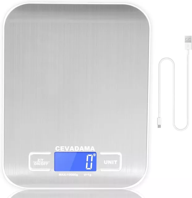 Food Scale 22lb/10kg, Kitchen Digital Scale USB Rechargeable
