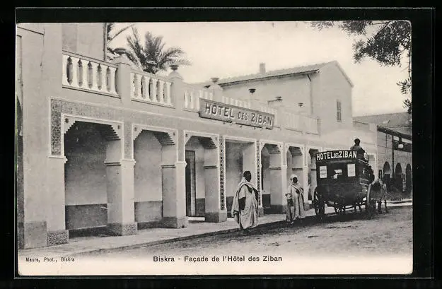 CPA Biskra, facade of the Hotel des Ziban