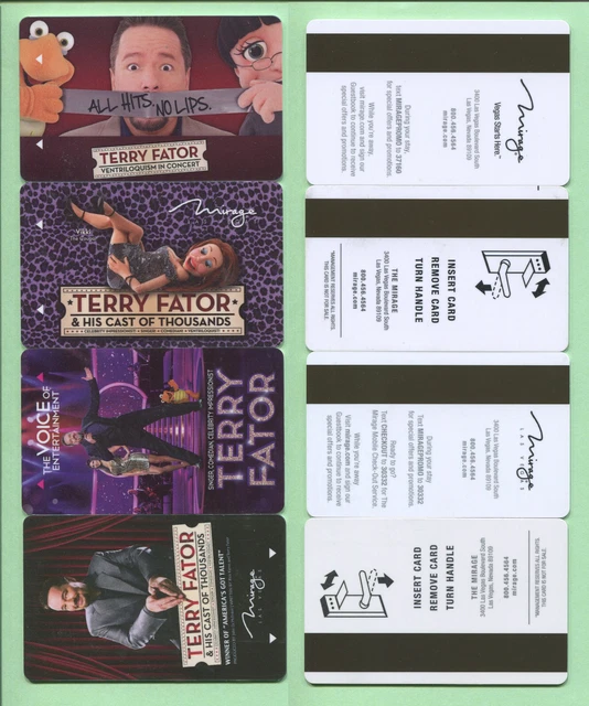 Terry Fator Mirage LV Hotel Room Key Cards Used 4 All Different Free Shipping