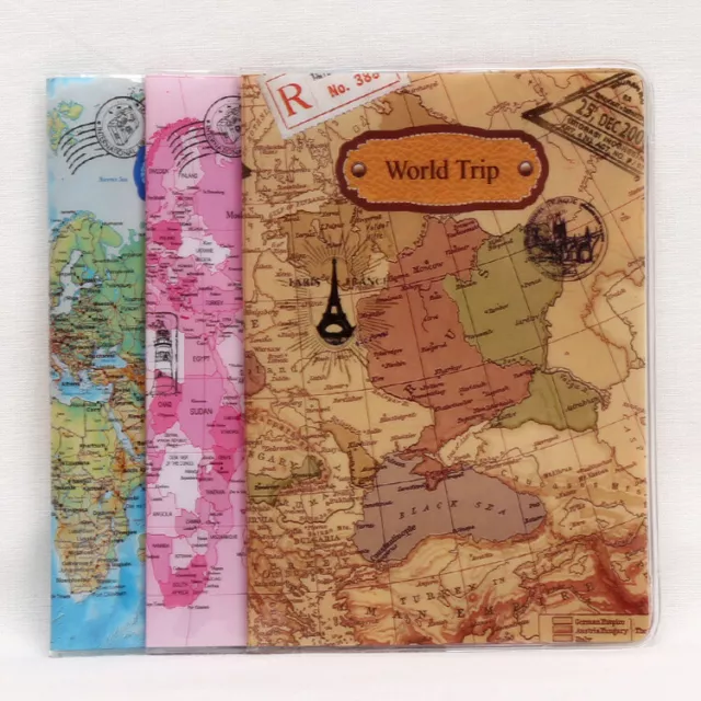 Vintage World Map Cute Passport Cover Travel ID Holder Wallet Protector Case