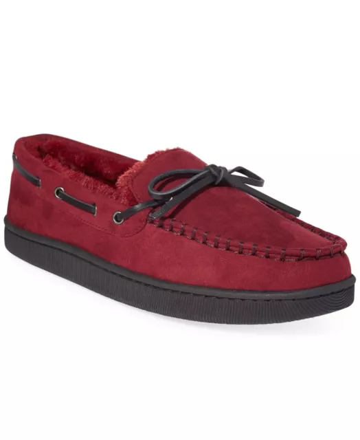 Mens Club Room Moccasin Slippers, Burgundy Medium