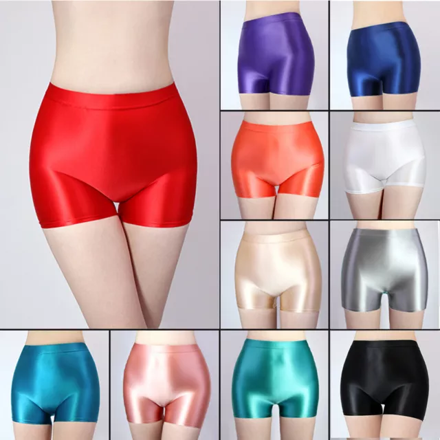Women Shiny Sheer Shorts Sexy See Through Booty Stretchy Fitness Leggings