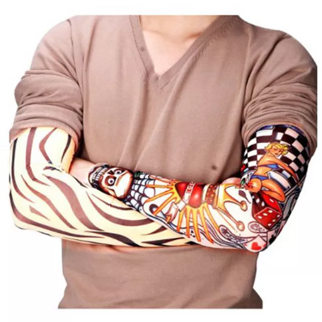 Pack de 6 manches tatouage élastique faux bras complet temporaire art corporel tribal hommes femmes 3