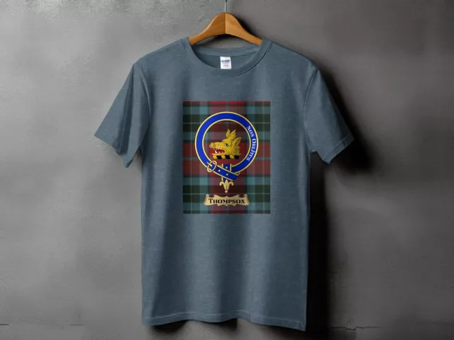 Thompson Clan Scottish Plaid T-Shirt, Tartan Lion Rampant Tee, Unisex Heritage S