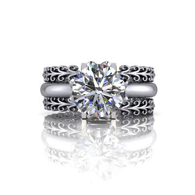 0.26 Ct Semi Mount Diamond Wedding Platinum Ring Set No Main Stone Size 5 6 7 8