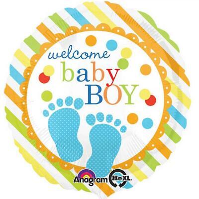Pallone PALLONCINO in foil MYLAR Welcome Baby Boy Benvenuto Nascita Bimbo 43cm