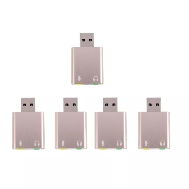 5X USB Tarjeta de Sonido 7.1 Externo USB A Jack 3.5mm Auriculares Adaptador3286