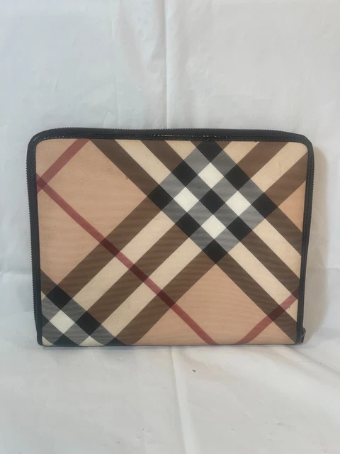 Burberry Beige/Black Nova Check PVC and Patent Leather Zip-Around Ipad Case