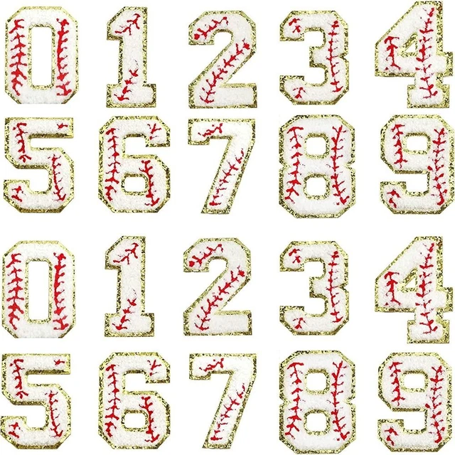 20Pcs 0-9 Number 3 inch Chenille Number Patches  Jackets Clothing