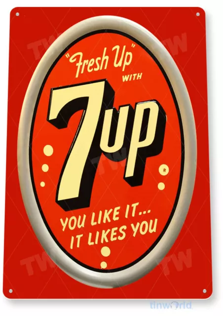 TIN SIGN 7-up Fresh Up Soda Logo Metal Décor Art Store Cola A201