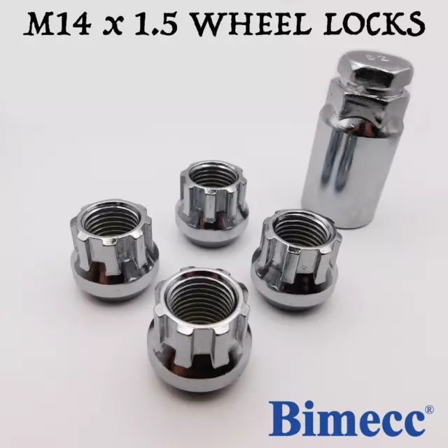 Locking Wheel Nuts M14x1.5 Open Bimecc (Chrome) For Vauxhall Insignia A (08-16)