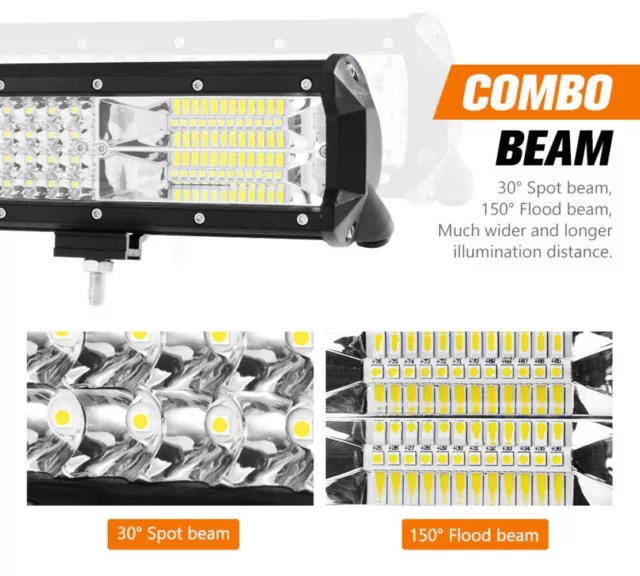 23inch Cree LED Work Light Bar Tri Row Flood Spot Offroad SUV 23" 4x4WD AU 3