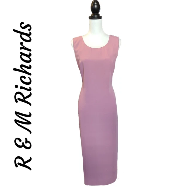 R & M Richards | Sugar Plum Pink Long Crepe Maxi Dress, Size 14P, FREE S/H