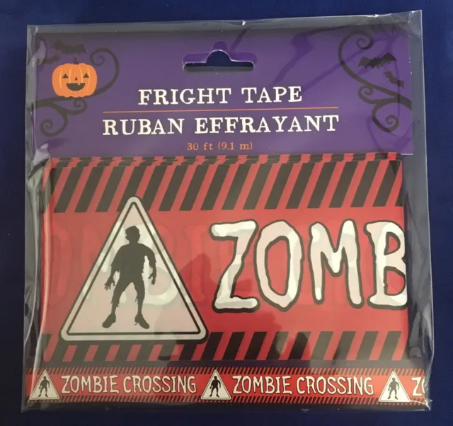 Halloween Zombie Red Crossing Fright Tape Decoration 30 Feet - Factory Sealed