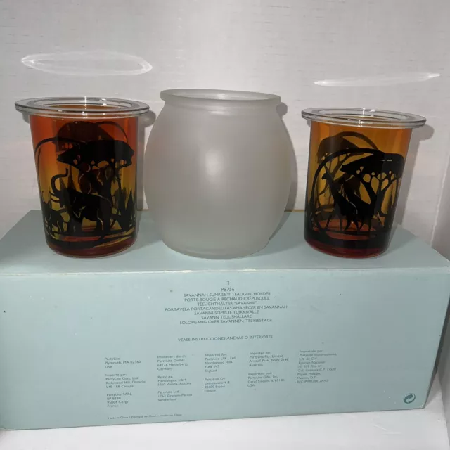 Partylite Savannah Sunrise Tealight Holder 3 Piece Giraffe Elephant P8756