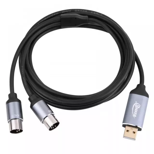 5 Pin MIDI In-Out Interface to USB Converter Cable for MIDI Music Keyboard Synt