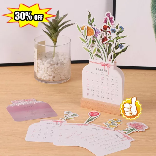 2024 CREATIVE FLOWER Desk Calendar, Vase Shaped New Year Monthly