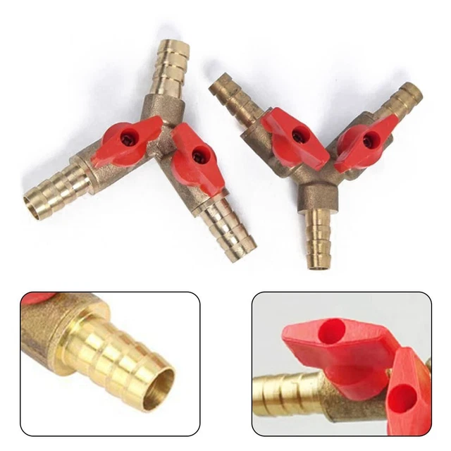Lot De 3 Raccords En Y En Laiton 3/8 - Pour Tuyaux D'eau, Air, Carburant, Gaz, Connexion Barbelée