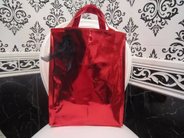 Sac vernis rouge avec plume noire NEUF + Trousse assortie OFFERTE