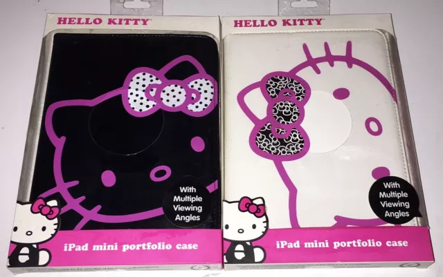 2 Hello Kitty iPad Mini Portfolio Case w Multiple Viewing Angles Black & White