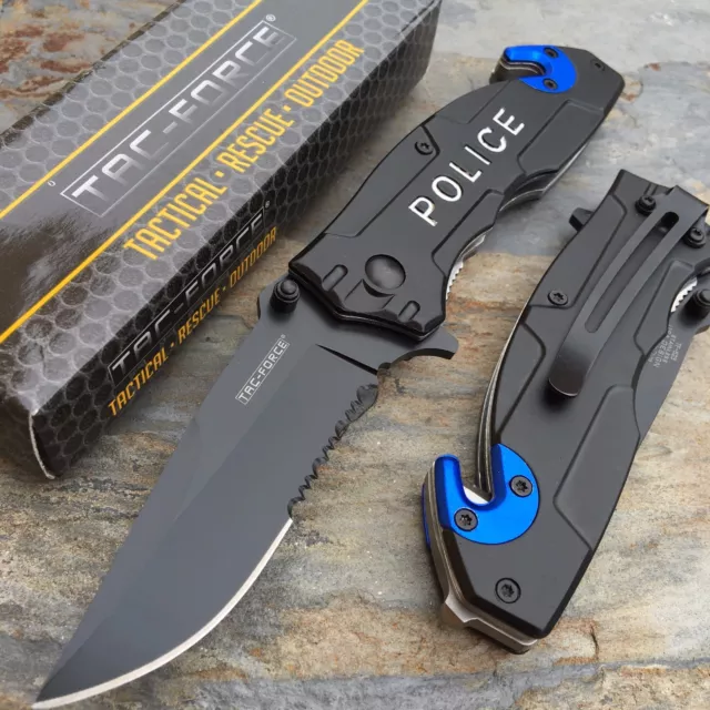 Tac Force Open Assisted Police Cop Rescue Folder Tactical Handy Pocket Knife