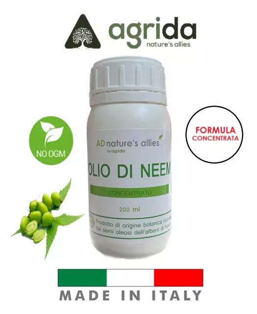 OLIO DI NEEM CONCENTRATO INSETTICIDA BIOLOGICO 100 LITRI DI SOLUZIONE made ITALY