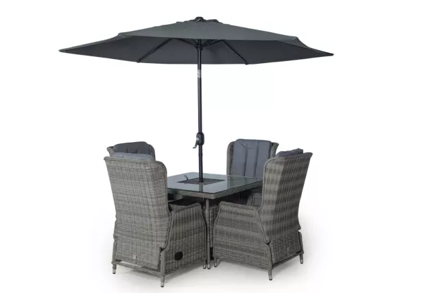 Dorset Reclining 4 Seater Square Rattan Dining Set w/ Drinks Cooler 2