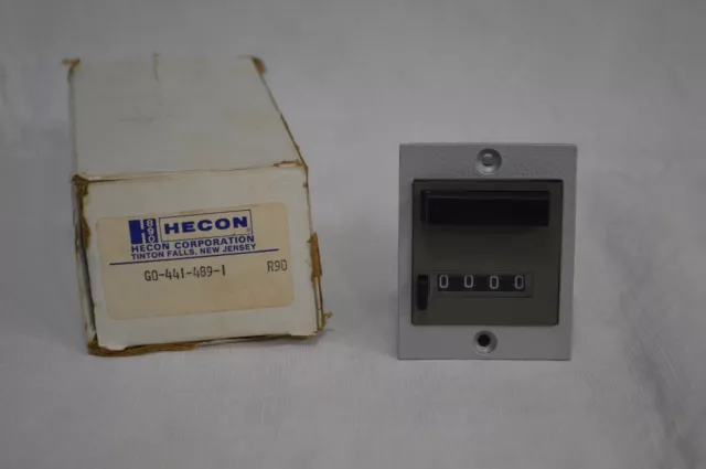 NOS Hecon G0-441-489-1, 4 Digit, Pushbutton Reset, 110ac, Totalizing Counter NOS Hecon G0-441-489-1, 4 Digit, Pushbutton Reset, 110ac, Totalizing Counter