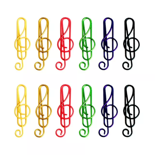 100x Music Note Shaped Paper Clips Bookmark Office Binder Photos Accessory Metal