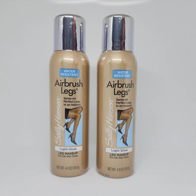 2 botellas de aerógrafo Sally Hansen para piernas brillo ligero 4,4 oz maquillaje en aerosol sobre piernas