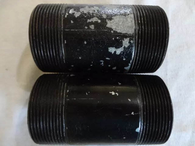 2 Pack Lot 2" x 4" Galvanized Steel Pipe Nipple Threaded Fitting Painted Black