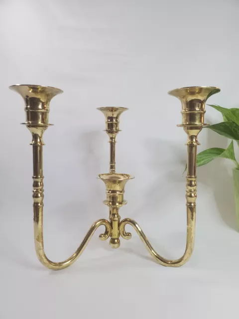 Vintage Solid Brass Candelabra 4 Candle Holder Christmas Decor Table / Mantle