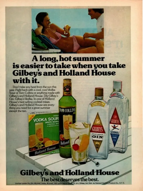 1975 Gilbeys Gin Vodka Holland House Drink Mixes Tom Collins Vodka Sour Print Ad