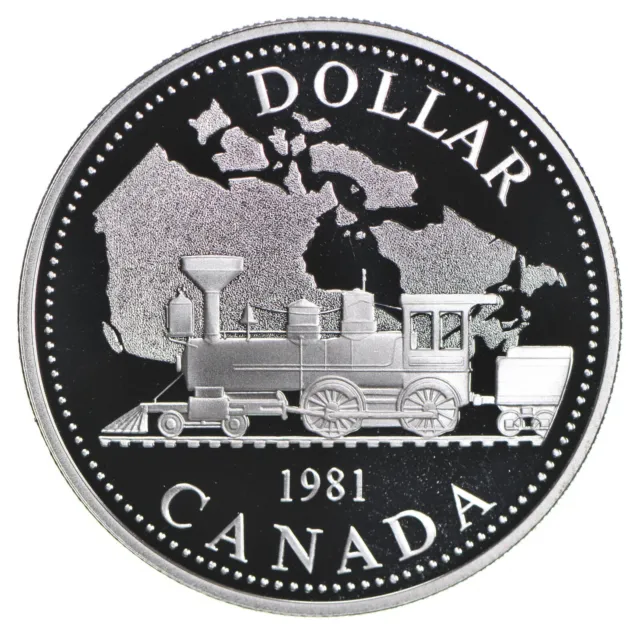 1981 Canada 50% Silver Canadian Silver Dollar - Transcontinental Railroad *0859