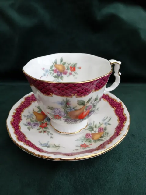 Royal Albert Crimson Lake bone china Tea Cup and Saucer.