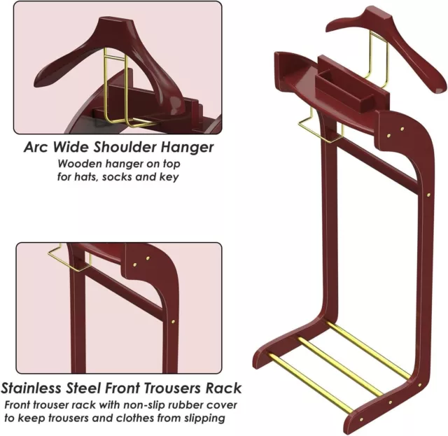 EADIHEGE Herrendiener Hölzern Stummer Diener Kleiderständer aus Holz und Metall