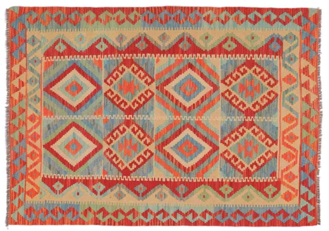 Afghan Maimana Kilim Carpet 100x150 Hand Woven Colourful Geometric Handmade 3