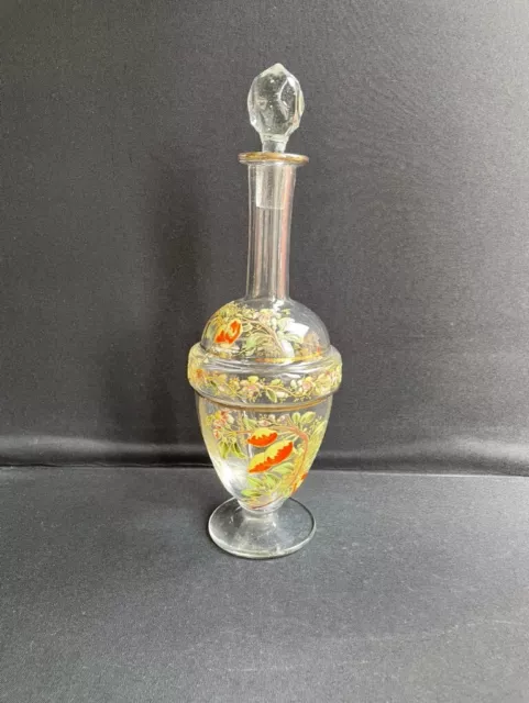 Ancienne carafe emaillee LEGRAS décor floral art nouveau