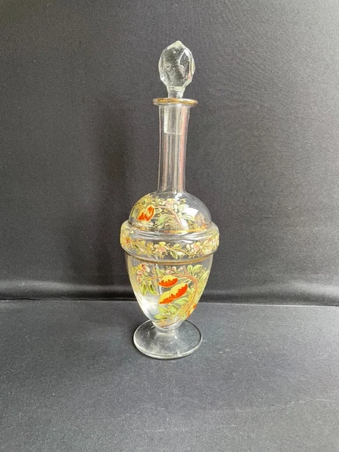 Ancienne carafe emaillee LEGRAS décor floral art nouveau