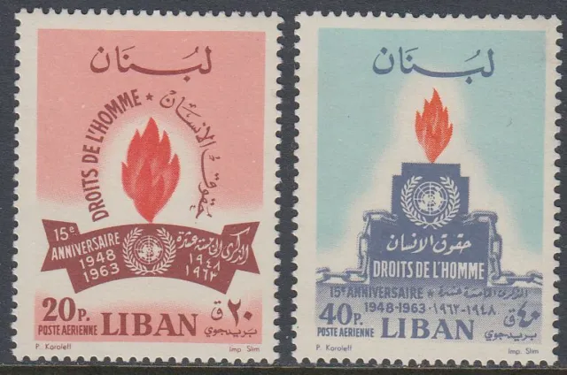 Libanon Lebanon 1964 ** Mi.867/68 UNO Menschenrechte Human Rights