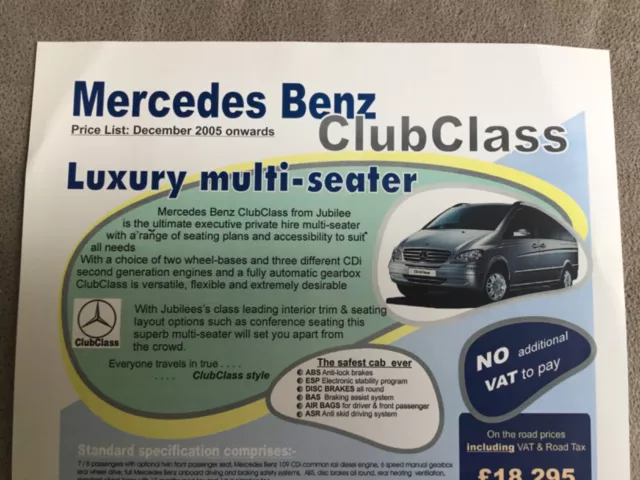 Mercedes Benz Club Class Luxury multi-seater single-side sales sheet Dec 2005 3