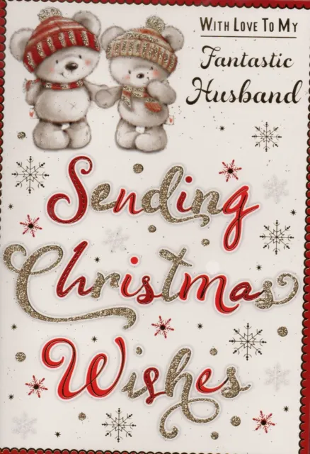 Husband Christmas Card Cute Design 20cm x 14cm