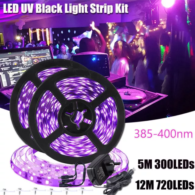 LED UV BLACK Light Strip Kit 385-400nm 5M 12M Blacklight Ultraviolet Lamp  Party £10.07 - PicClick UK