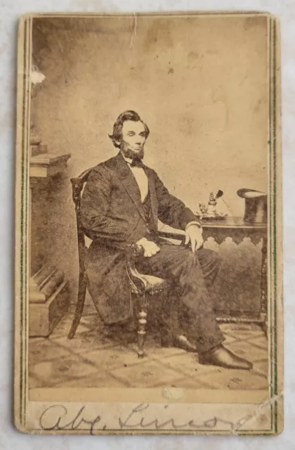 1861 CDV Abraham Lincoln "Ink Well" Portrait by A.Gardner Backmark Perkins&Foss