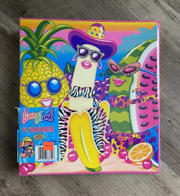 Vintage Lisa Frank 3 Ring Binder Fruit Banana Pineapple Watermelon Summer RARE!
