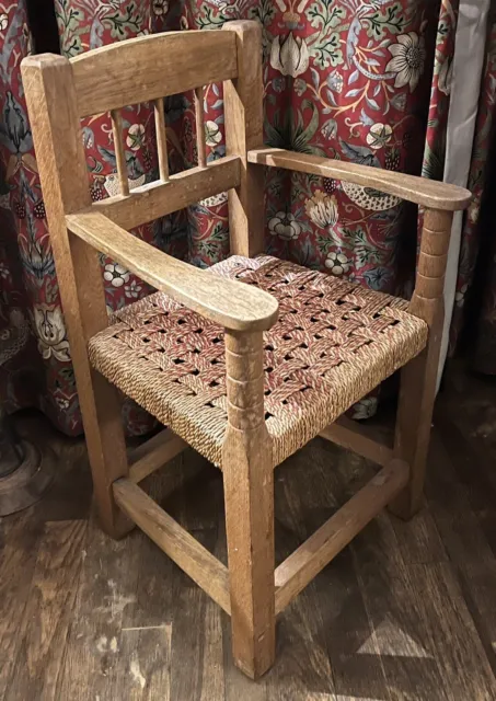 Lovely Vintage Children’s Woven Seagrass Cord Rattan Seat Armchair Stool VGC