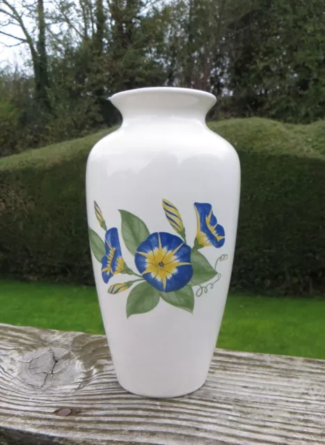 Poole Pottery Blue & Yellow Convolvulus Flower Vase 21cm 8 1/4" High